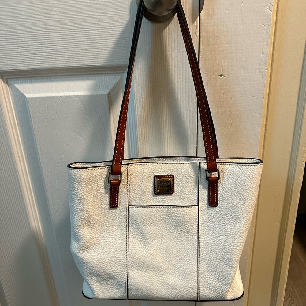 Dooney & Bourke White and Brown Tote Bag